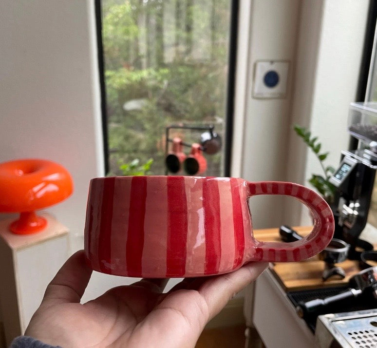 Red & Coral Striped Mug