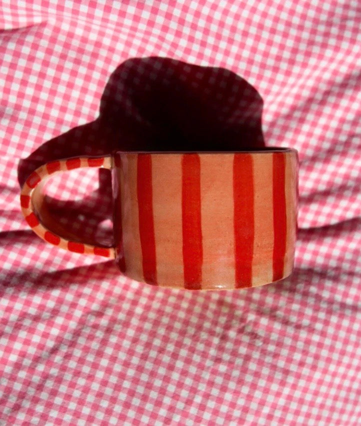 Red & Coral Striped Mug