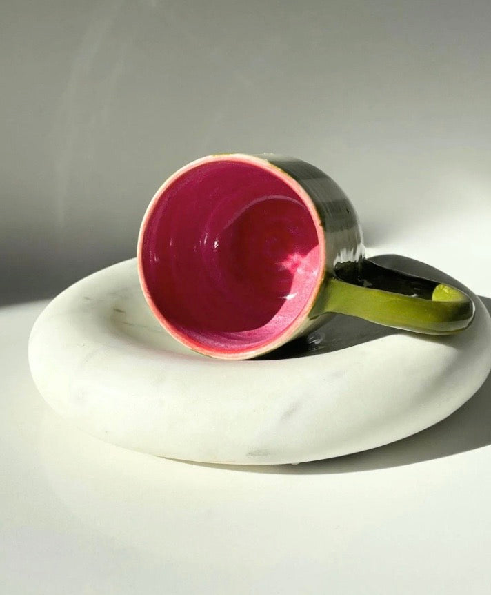 Green/Pink Striped Mug