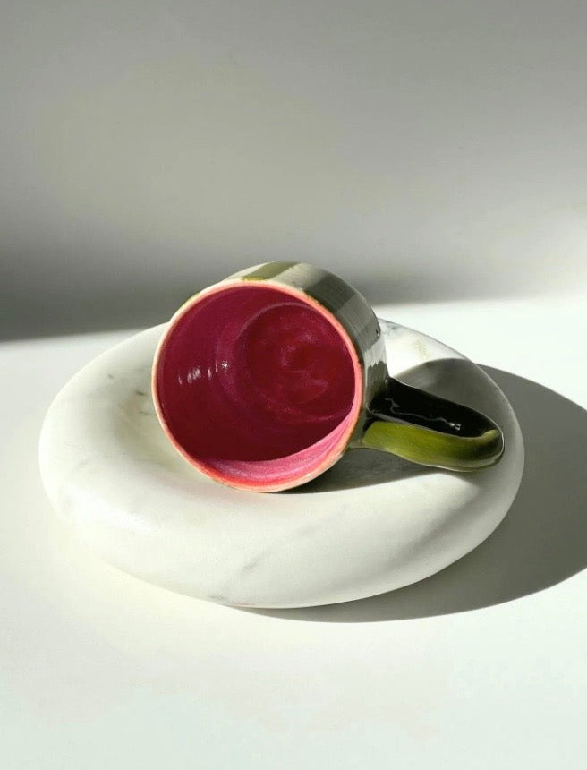 Green/Pink Striped Mug