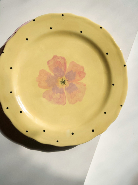 Floral Polka Dot Dinner Plate (11")