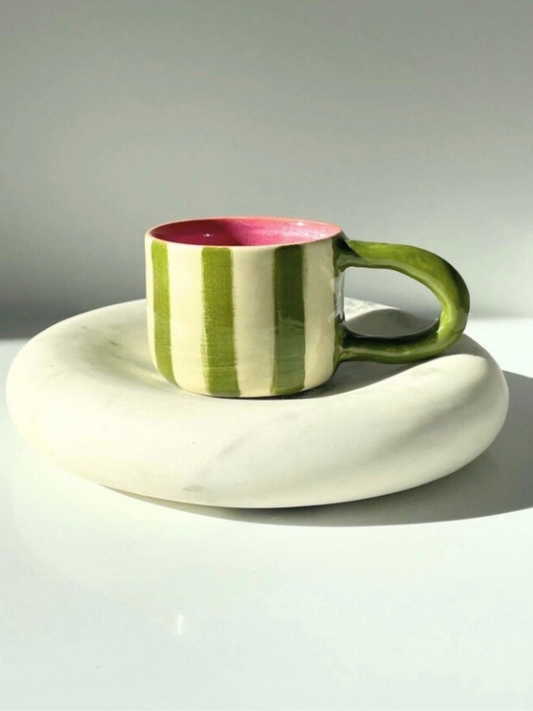 Green/Pink Striped Mug
