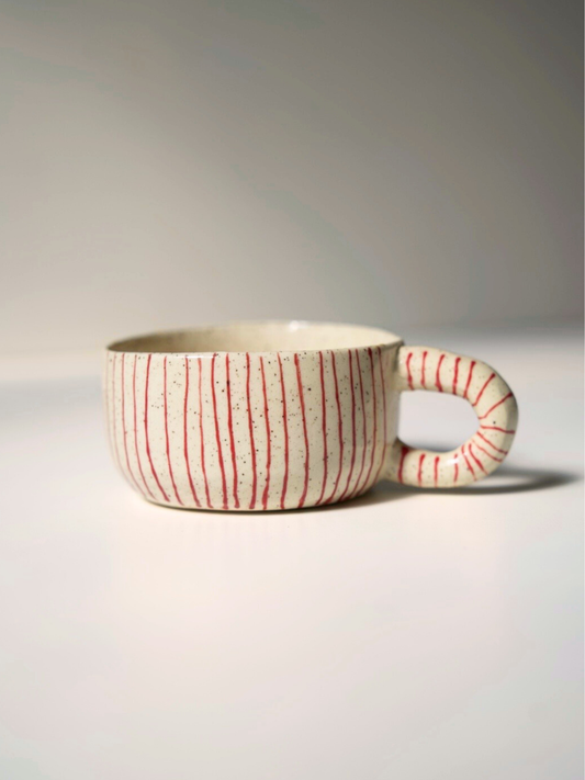 Red Pinstripe Espresso Mug