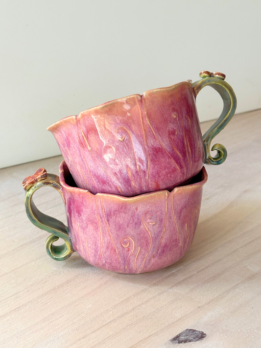 Hand Sculpted Flower Mug