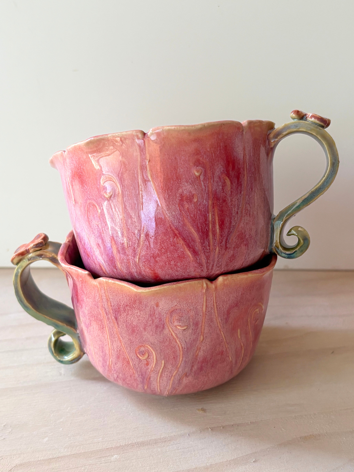 Hand Sculpted Flower Mug