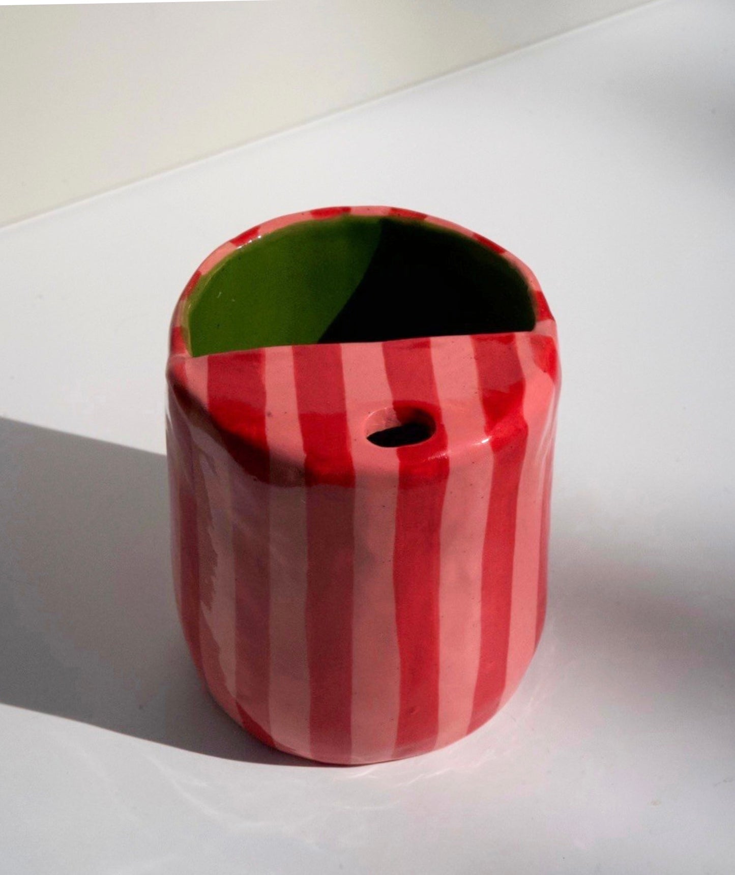 Red/Pink Stripe Travel Tumbler