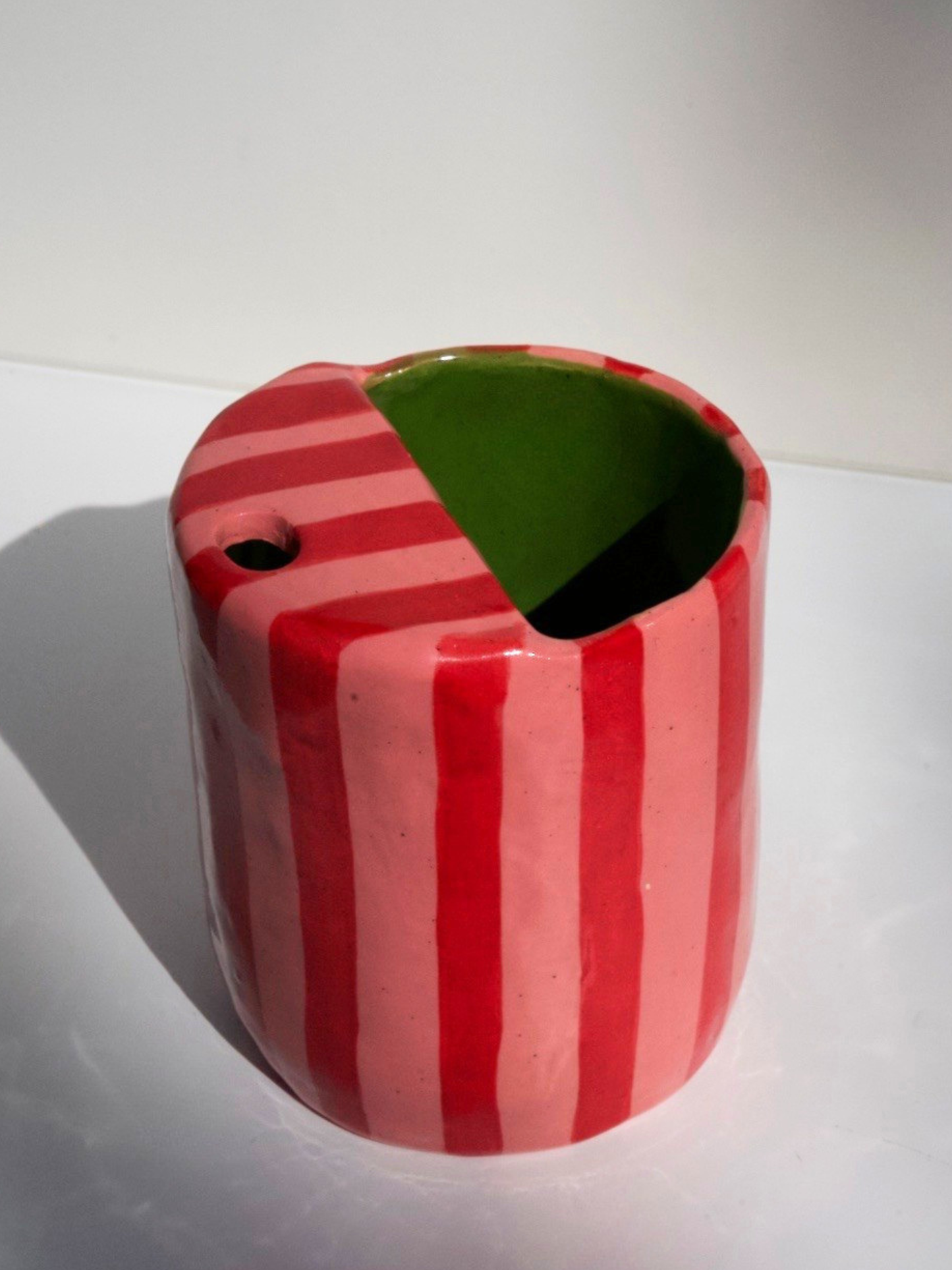 Red/Pink Stripe Travel Tumbler