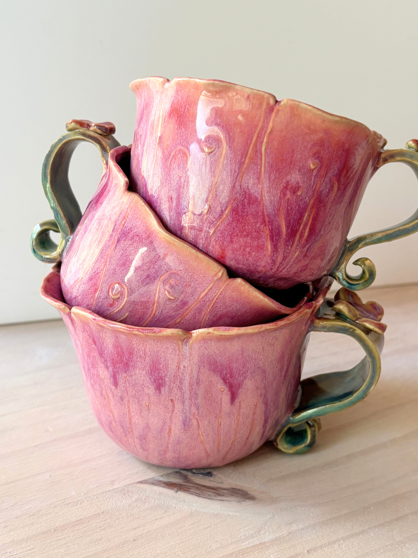 Hand Sculpted Flower Mug
