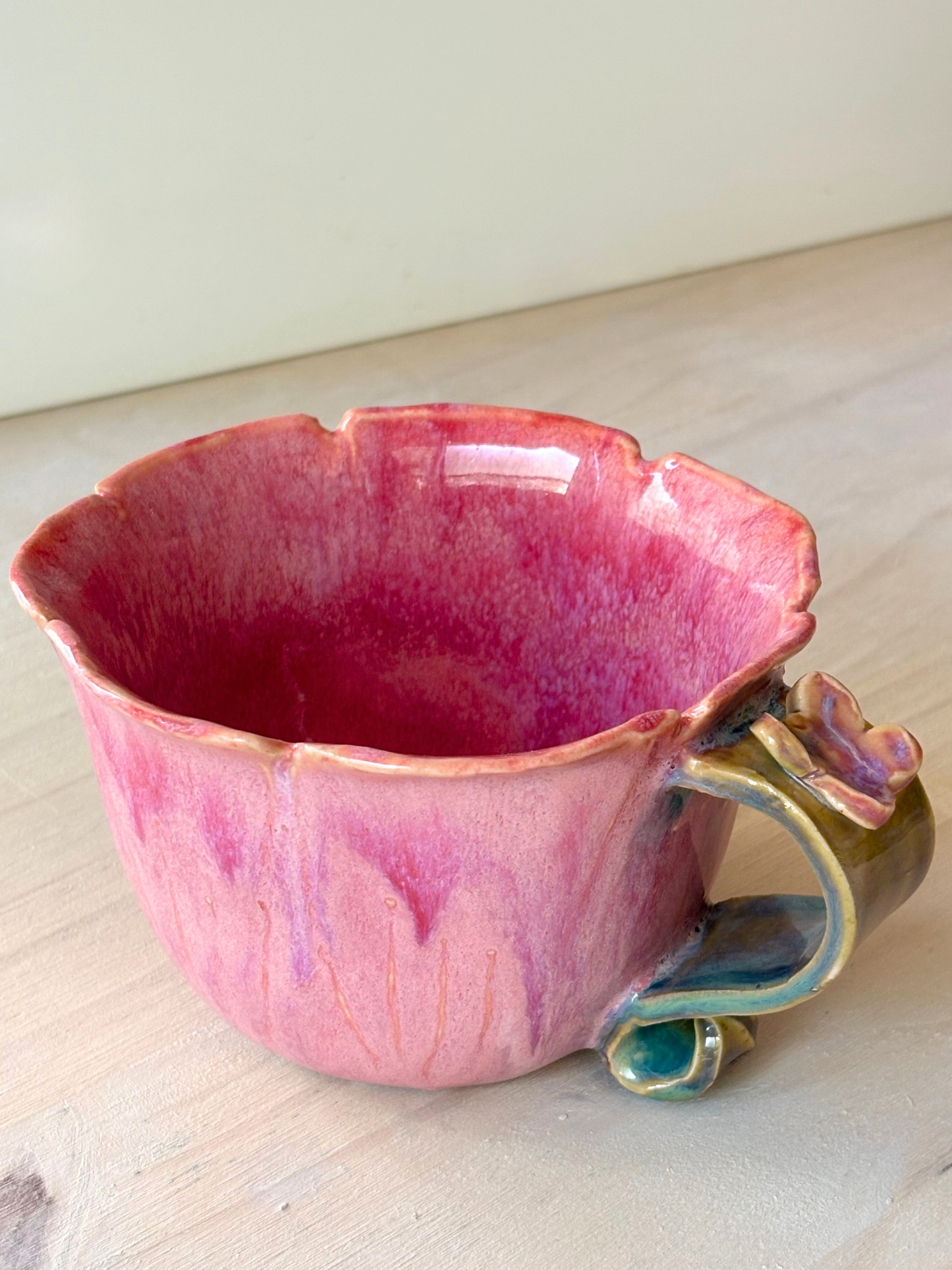 Hand Sculpted Flower Mug