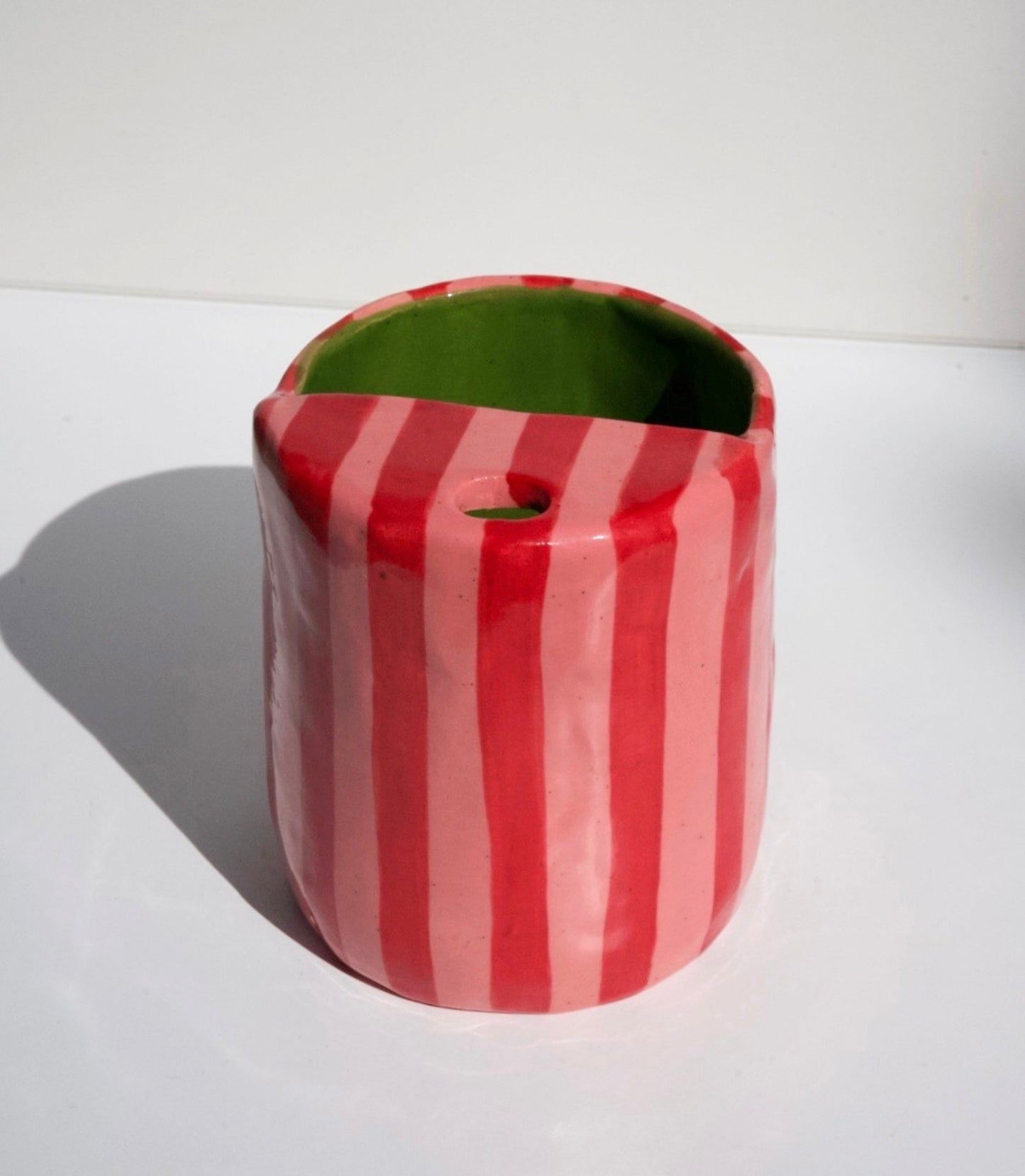 Red/Pink Stripe Travel Tumbler