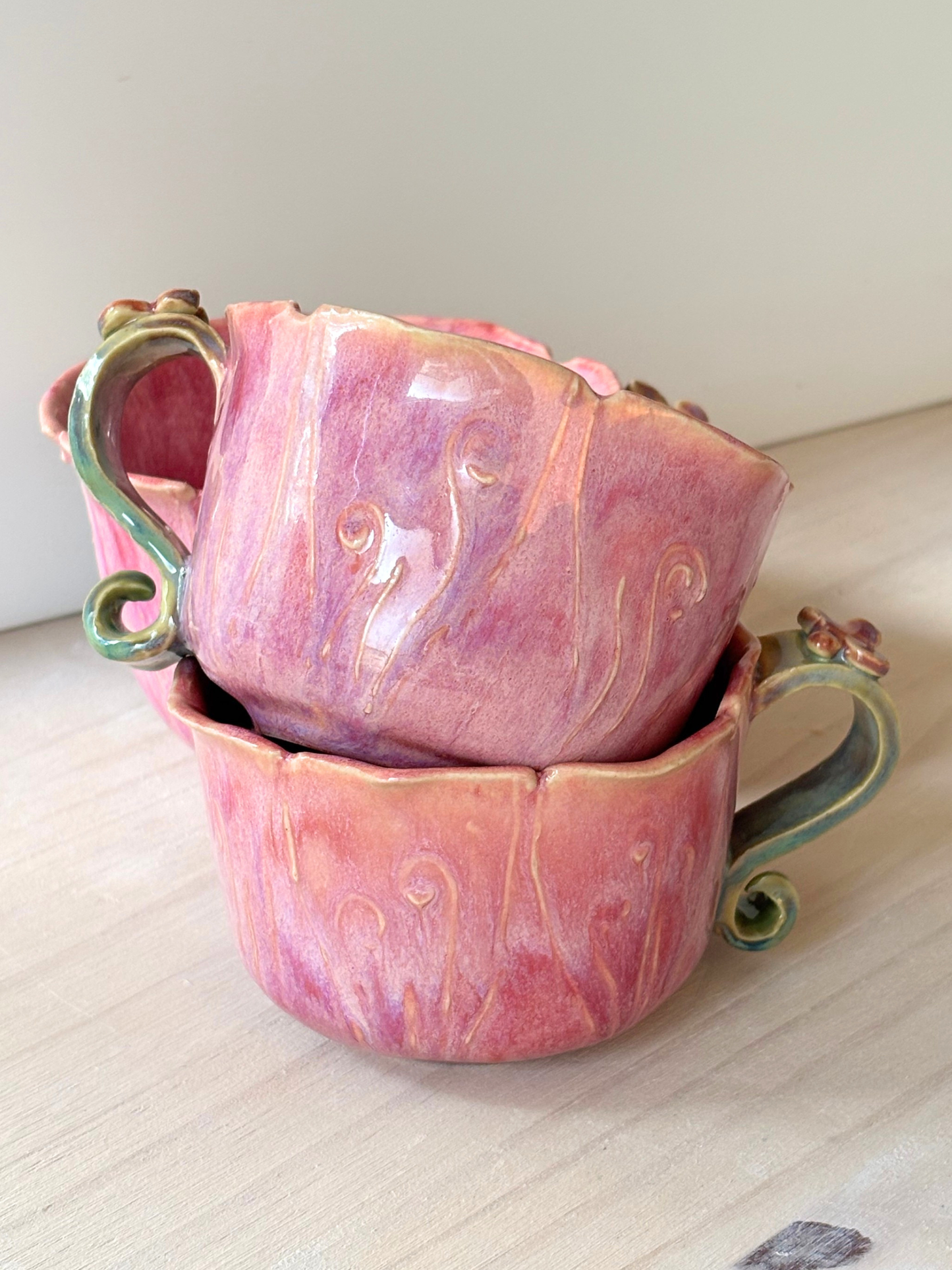 Hand Sculpted Flower Mug