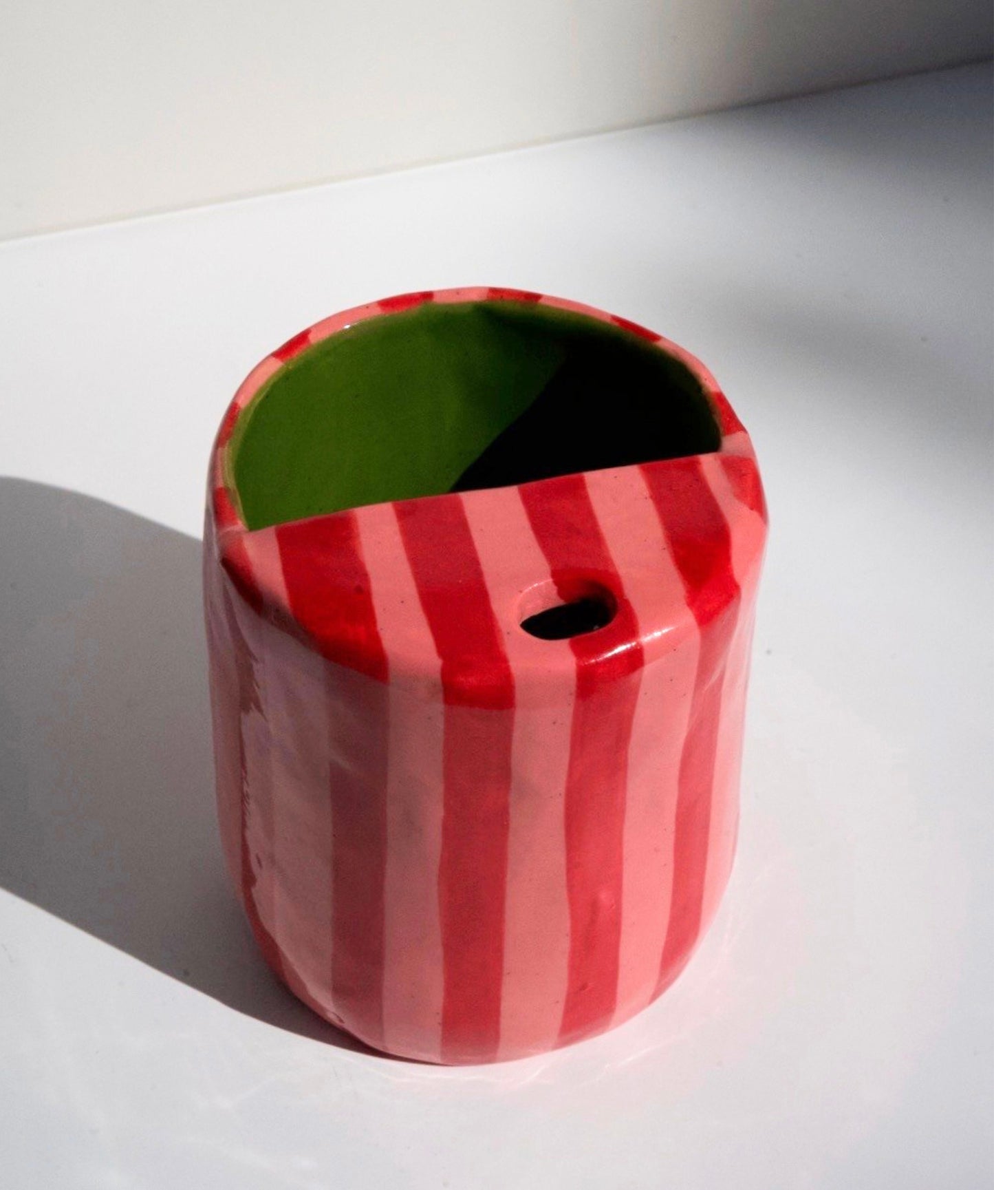 Red/Pink Stripe Travel Tumbler