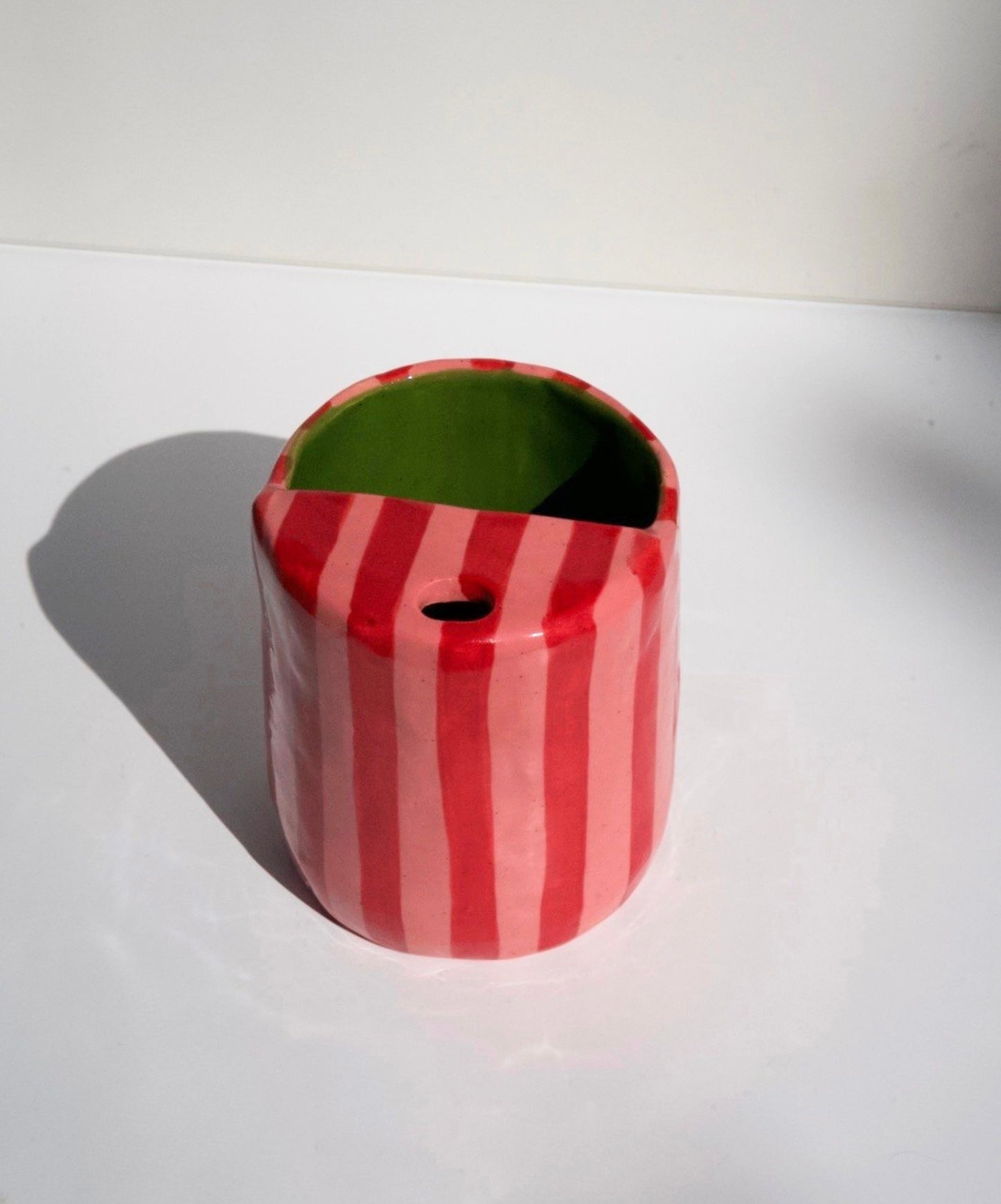 Red/Pink Stripe Travel Tumbler