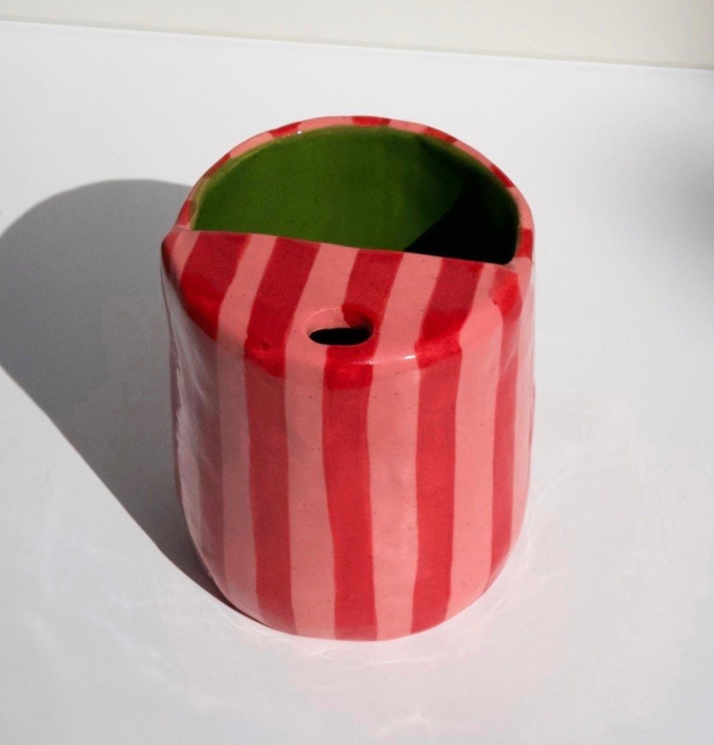 Red/Pink Stripe Travel Tumbler