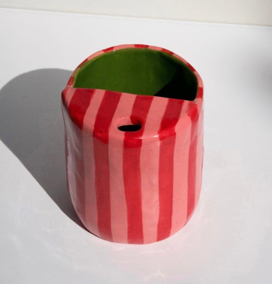 Red/Pink Stripe Travel Tumbler