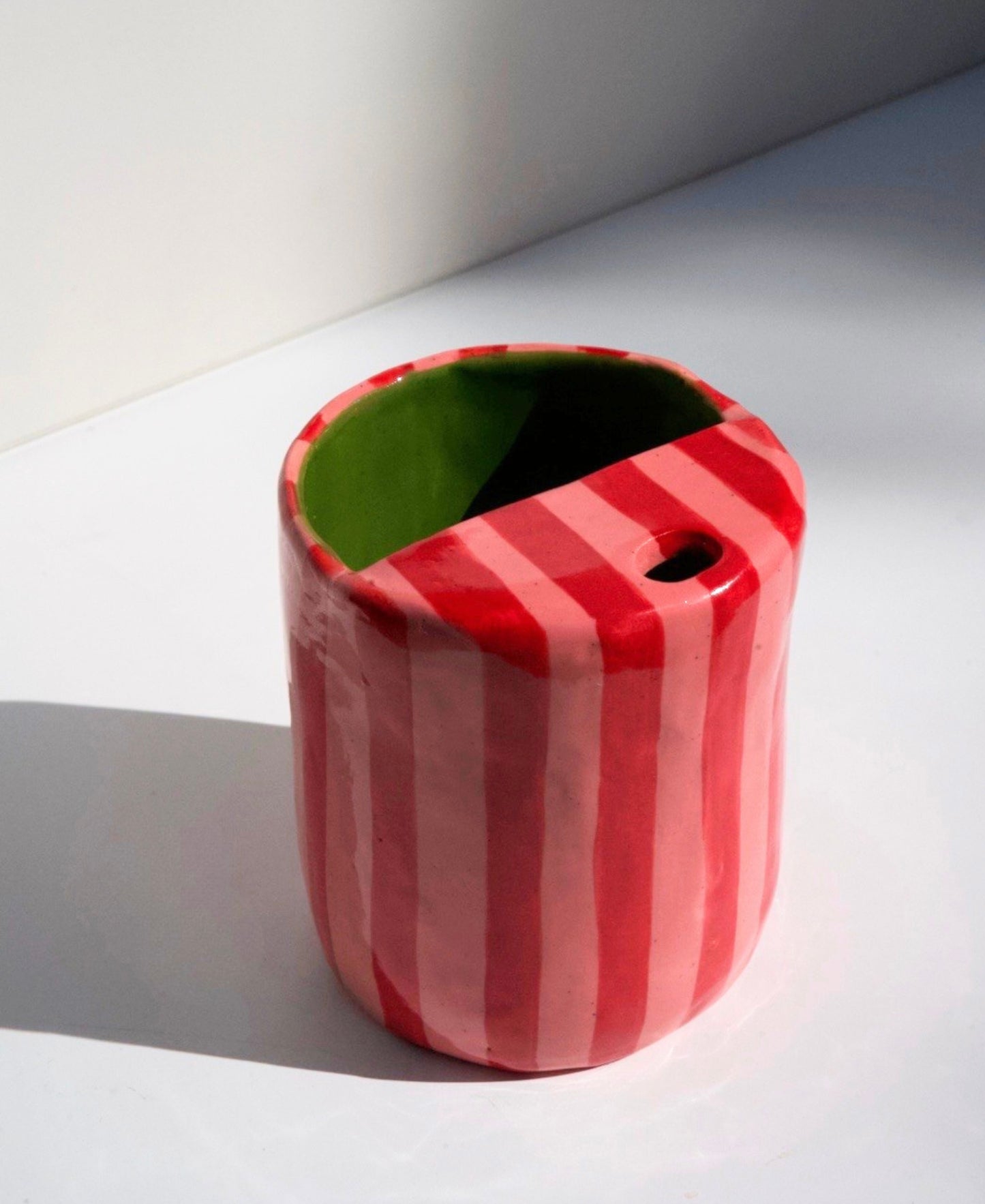 Red/Pink Stripe Travel Tumbler