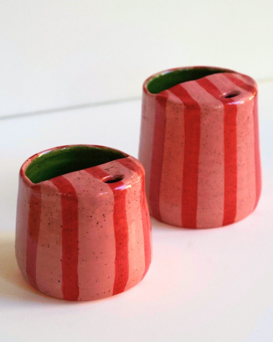 Red/Pink Stripe Travel Tumbler