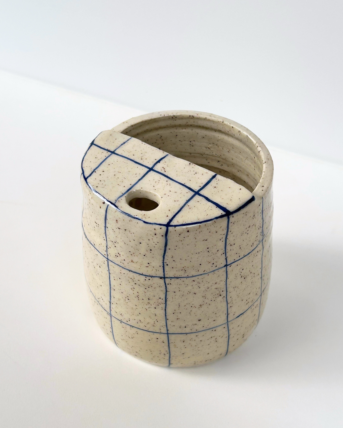 Blue Stripe Grid Tumbler (16oz)