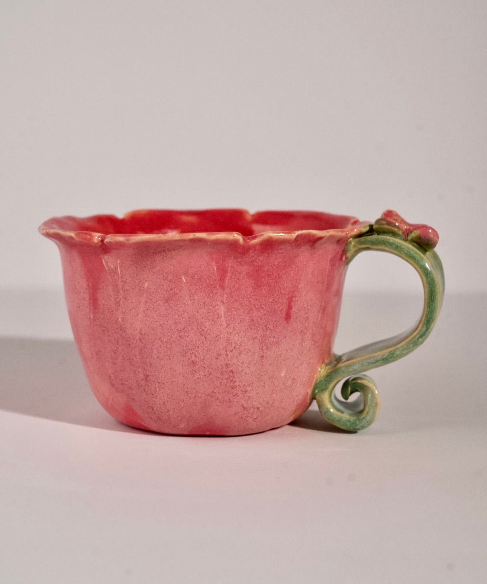 Hand Sculpted Flower Mug