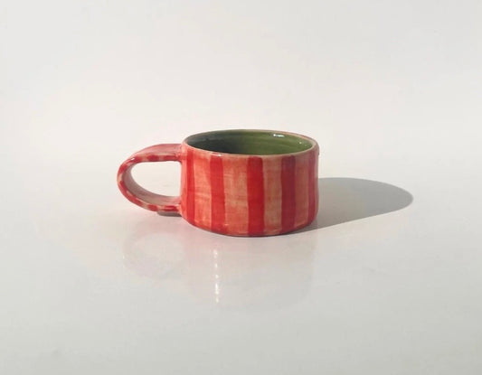Festive Red Striped Espresso Mug