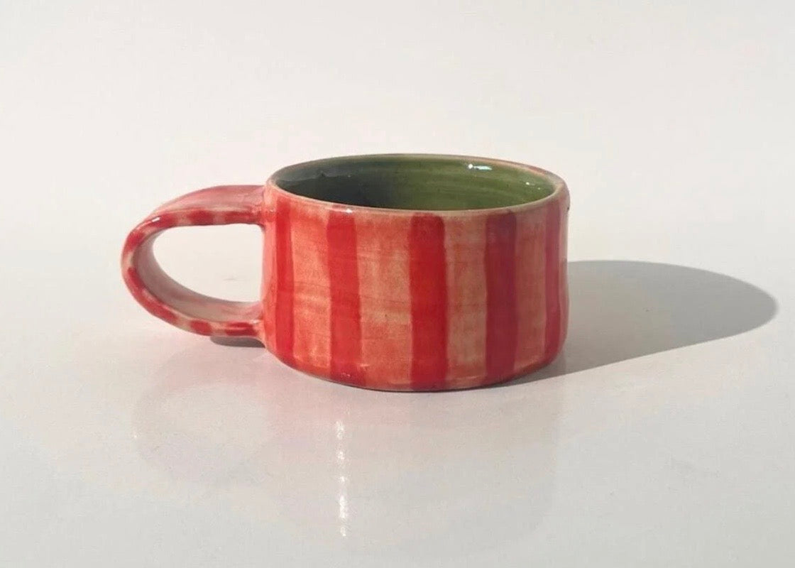 Festive Red Striped Espresso Mug