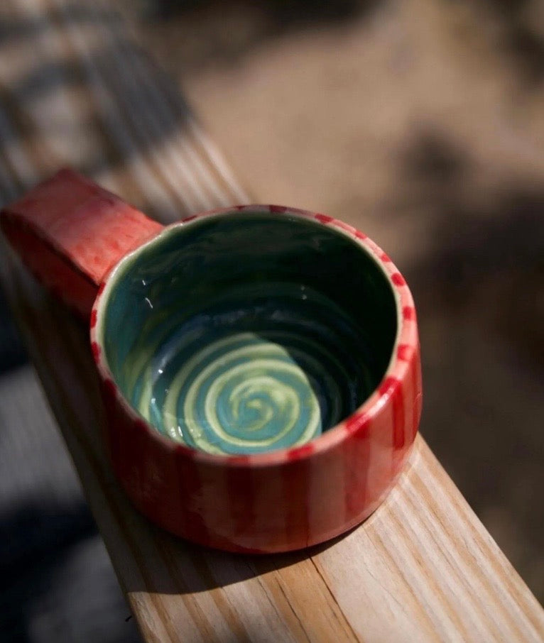 Festive Red Striped Espresso Mug