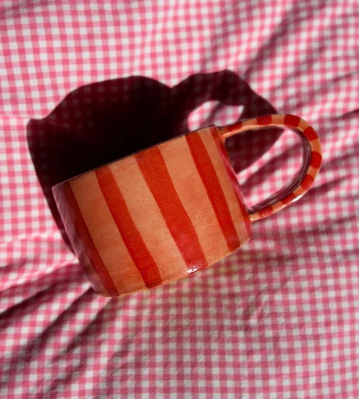 Red & Coral Striped Mug