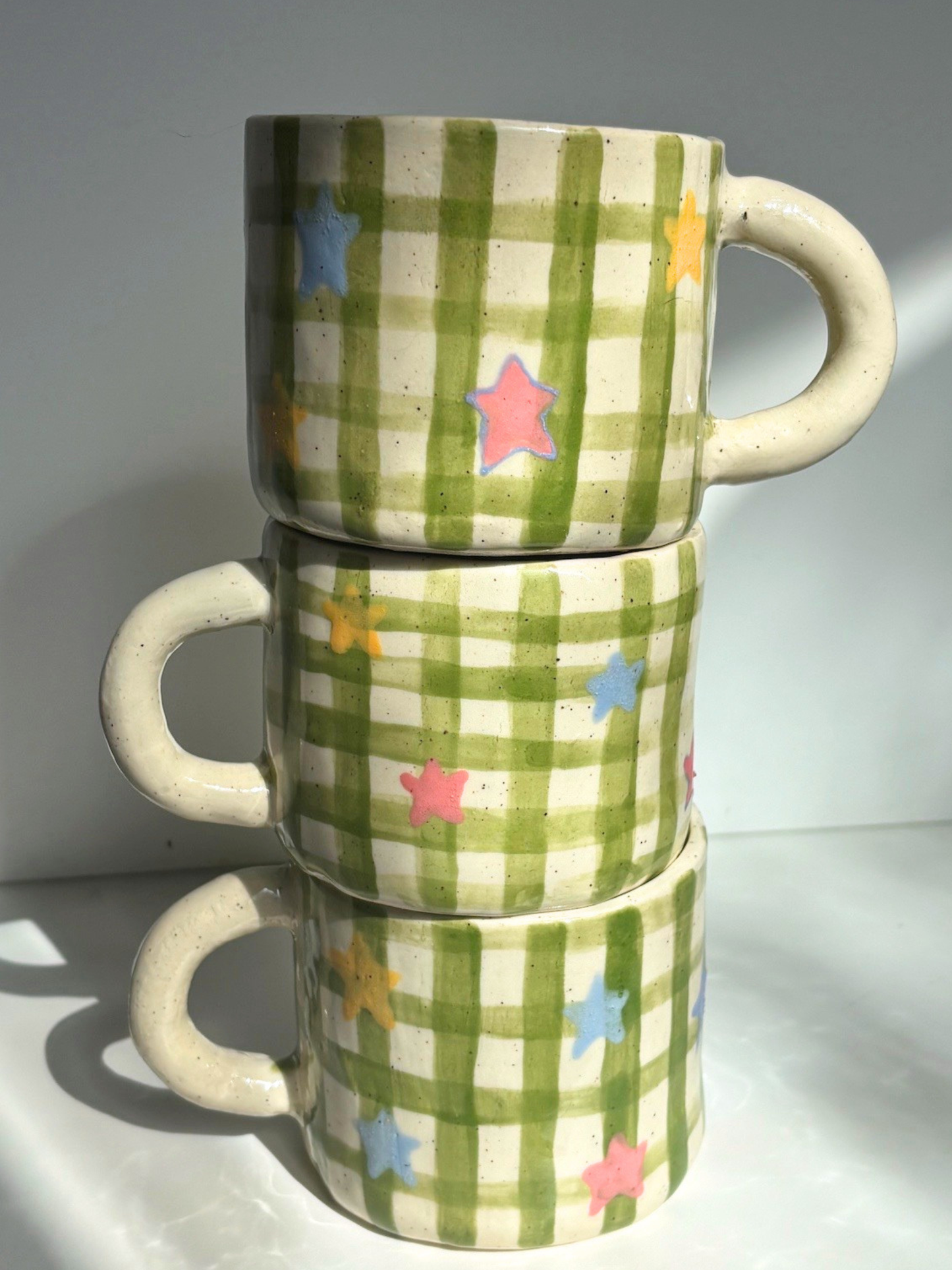 Green Gingham Star Mug *ALMOST SOLD OUT*
